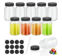 Small Glass Shot Bottles with Lids, 10 Pack 60ml Mini Glass Bottles, Reusable Ginger Shots Bottle with Labels, Ideal for Juice, Oils, Sauces, Spices, Potion