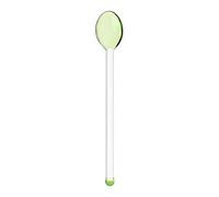 Small Glass Teaspoons, Long Handle Spoon for Home, Coffee Scoop Espresso Stirrer Glass, Crystal Clear Teaspoons Glass Espresso(Green)