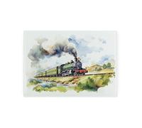 Small Glass Worktop Saver - Steam Train - Smooth Kitchen Chopping/Cutting Board Worktop Protector with Non-Slip Feet 28.5cm x 20cm (11" x 8")