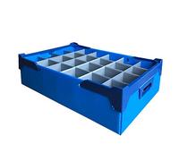 Small Glassware Storage Box, Blue by Glassjacks, Stores 24 Glasses with Max Width 81mm & Max Height 120mm, Includes Lid, Delivered Fully Assembled.