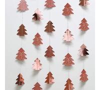 Small Glitter Silver Christmas Tree Garland for Xmas Home Party Decoration Hanging Streamer Backdrop Xmas Tree Garland Decor for Living Room Ceiling Mantle Window Doorway Shop Home Classroom Office