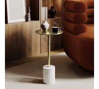 Small Gold and Marble Round Side Table - Beck