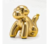 Small Gold Ceramic Balloon Monkey Statue, Modern Collectible Animal Figurine for Shelf Decor, Cute Office Desk Ornament, Nightstand & Living Room Decoration, Unique Gift for Kids & Adults