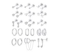 Small Gold Earrings Set for Women Stud Dangle Earring Stack for Multiple Piercing Non Tarnish Hypoallergenic Surgical Stainless Steel Stackable Chain Earrings Cartilage Hoops Earring Sets for Gift