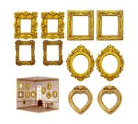 Small Gold Frames 10-Pack Miniature Picture Frames 5 Shapes for Crafts Decor 1.6-2.2 Inch