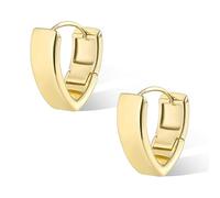 Small Gold Hoop Earrings for Women, ASH'S CHOICE 14K Goldplated Lightweight Chunky Wide Hoop Earring Small Wide Flat Oval Hoop Triangle Geometric Earrings Gold Flat Cartilage Huggie Hoop Earrings