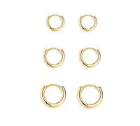 Small Gold Hoop Earrings Silver 925 Hoop Earrings Gold Earrings for Women Girls 3 Pairs Men Hypoallergenic Huggies Earrings Set Dainty Cartilage Tragus Helix Sleeper Earrings 8mm 10mm 12mm