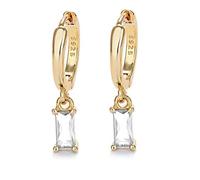 Small Gold Hoop Earrings With White Cubic Zircon Drop, Gold Sleeper Earrings For Girls 14K Gold Dangle Earrings For Women Hypoallergenic Jewelry 2PCS