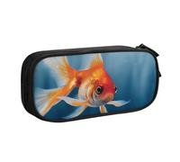 Small Goldfish Swimming in The Water Pencil Case, Zip Smooth Pencil Case, Portable Pencil Case Large School Stationery Storage Bag, Make-Up Bag