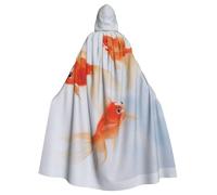 Small Goldfish Swimming In The Water Print Elegant Witch Cape,Hooded Cloak,Wizard Costume For Halloween,Cosplay And Carnival