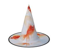Small Goldfish Swimming In The Water Print Halloween Witch Hat,Foldable Spire Hat,Suitable For Halloween Carnival,Masquerade,Party Costume Accessories