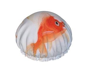 Small Goldfish Swimming In The Water Print Premium Double Layer Shower Cap For Women With Reusable Shower Cap For Hair - Waterproof Plastic Cap - Shower Caps For Long, Short And Curly Hairs