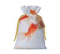 Small Goldfish Swimming In The Water Printed Drawstring Gift Bags,Various Sizes, Bulk Plastic Packaging Bags
