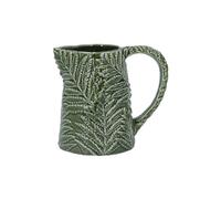 Small Green Jug, Dark Green Fern Leaf Pattern Ceramic Jug Vase, Botanical Home Decor, Contemporary Kitchen Decorative Spring Summer Easter Table, Kitchen Gift