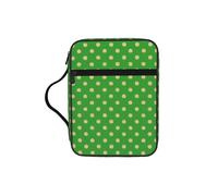 Small Green Polka Dot Bible Cover Case with Handle, Water-Resistant Oxford Fabric Bible Bag Organizer with Zipper Pockets for Church