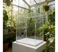 Small Greenhouse Display Case with Lock, 4" 6" 8" 10" 12" 14" 16" 18" Tall Standing Showcase, Transparent Dustproof Desktop Decoration Boxes(35x35xH40cm/14x14x16")