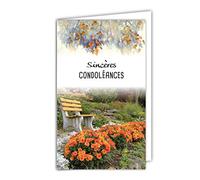 Small Grey Greetings Condolence Card - Dead Deuil Landscape - Peaceful Sun - Bench - Peace - Water - Grass - Made in France