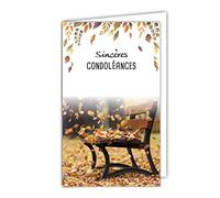 Small Grey Greetings Condolence Card - Dead Deuil Landscape - Peaceful Sun - Bench - Peace - Water - Grass - Made in France