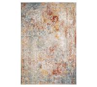 Small Grey Rug Abstract Modern Art Design 100% Cotton Backed Terracotta Orange Living Room Area Dining, Interior Lounge, Bedroom Traditional Medallion Luxury Rugs 80cm x 150cm