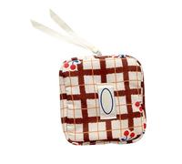 Small Grids Fruit Pattern Travel Pouches Multi Compartment Storage Makeup Bag for Toiletries Jewelry Office Supplies Creative Storage for Kids