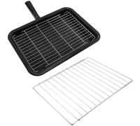 SPARES2GO Small Grill Pan, Rack & Detachable Handle with Adjustable Shelf for AEG Oven Cookers