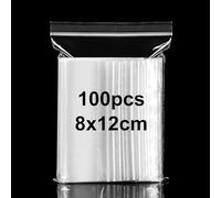 Small Grip Seal Bags 100Pcs 8x12cm Mini Sealable Plastic Bags Little Clear Ziplock Bag Reusable Tiny Transparent Polythene Pouches for Storage Beads Cookies Candies Jewellery Spice