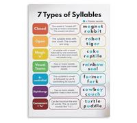 Small Group Reading Instruction Metal Sign Syllable Division Rules Phonics Chart Teaching Resource for Classroom Home School 8 X 12 inch