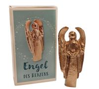 Small Guardian Angel of the Heart and Love 7.5 cm Gold Solid Bronze as a Gift for Birthday Mourning Exam or Recovery