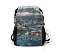 Small Gym Bag Cape Town City View Printed Drawstring Gym Bag for Men Lightweight Waterproof Drawstring Backpack for Women with Shoe Compartment for Travel Tourism Work and Fitness