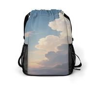 Small Gym Bag Dusk Clouds Printed Drawstring Gym Bag for Men Lightweight Waterproof Drawstring Backpack for Women with Shoe Compartment for Travel Tourism Work and Fitness