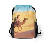 Small Gym Bag Explorer Camel Printed Drawstring Gym Bag for Men Lightweight Waterproof Drawstring Backpack for Women with Shoe Compartment for Travel Tourism Work and Fitness