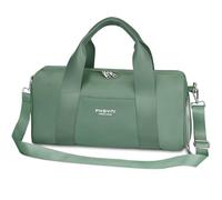 Small Gym Bag for Boy Kids,Sport Duffle Bag for Women Fitness Workout, Travel, Dance, Ballet, Swim with Shoes Compartment & Waterproof Pocket,Easy Carrying Pu Leather Handle (Green,16"-Small)