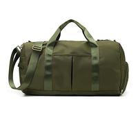 Small Gym Bag for Women and Men, Workout Bag for Sports and Weekend Getaway, Waterproof Dufflebag with Shoe and Wet Clothes Compartments, ArmyGreen