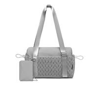 Small Gym Bag for Women Quilted Mini Tote with Wet Compartment and Coin Purse, Cute Duffle Bag for Girls Workout Sport Travel, Light Grey