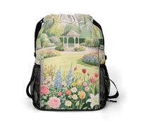 Small Gym Bag Garden Printed Drawstring Gym Bag for Men Lightweight Waterproof Drawstring Backpack for Women with Shoe Compartment for Travel Tourism Work and Fitness