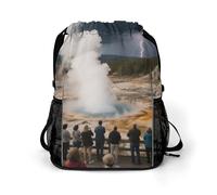 Small Gym Bag Geyser Geothermal Landscapes Printed Drawstring Gym Bag for Men Lightweight Waterproof Drawstring Backpack for Women with Shoe Compartment for Travel Tourism Work and Fitness