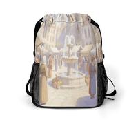 Small Gym Bag Medieval Market Printed Drawstring Gym Bag for Men Lightweight Waterproof Drawstring Backpack for Women with Shoe Compartment for Travel Tourism Work and Fitness