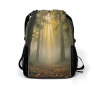 Small Gym Bag Mysterious Primeval Forest Printed Drawstring Gym Bag for Men Lightweight Waterproof Drawstring Backpack for Women with Shoe Compartment for Travel Tourism Work and Fitness