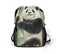 Small Gym Bag Panda in Bamboo Forest Printed Drawstring Gym Bag for Men Lightweight Waterproof Drawstring Backpack for Women with Shoe Compartment for Travel Tourism Work and Fitness