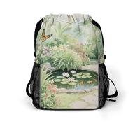 Small Gym Bag Tropical Garden Printed Drawstring Gym Bag for Men Lightweight Waterproof Drawstring Backpack for Women with Shoe Compartment for Travel Tourism Work and Fitness