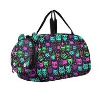 Small Gym Bag with Shoes Compartment Lightweight Personal Item Travel Bag for Travel, Sports, Fitness & Workout Cute Cartoon Witchcraft Cats Bright