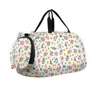 Small Gym Bag with Shoes Compartment Multifunctional Weekender Overnight Duffel Bag for School Practice, Sports, Travel Flowers Orchid Zinnia Hosta