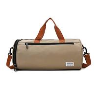 Small Gym Duffle for Women and Men - Waterproof Workout Bag With Wet Pocket and Shoe Compartments - Lightweight Cylinder Overnight Bag for Travel, Swim, Yoga