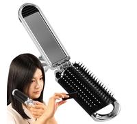 Small Hair Brush, Foldable Hair Detangling Brush with Mirror Styling Tools with Portable Hair Brushes for Thick Thin Curly Strands