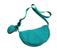 Small Half Moon Bag, Small Nylon Crescent Bag - Stylish, Casual Small Sling Shoulder Bag, Crescent Shaped Nylon Purse Bag, Adjustable Storage Bag for Work, Dates, Malachite blue, Siehe Beschreibung