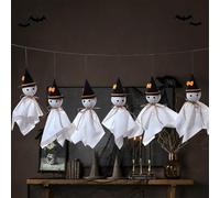 Small Halloween Ghost Hanging Ornaments, DIY Hanging White Cloth Ghosts Tree Decor, Farmhouse Rustic White Cloth Ghost Hanging Decor for Yard Lawn Haunted House Party Decor