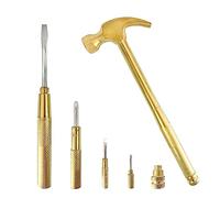 Small Hammer Metal Hammer & Screwdriver, 6 in 1Multitool Camping Hammer Set Screwdriver Tools (Gold)