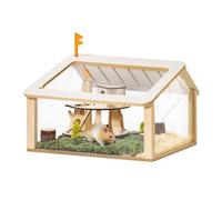 Small Hamster Cage with House Wood Acrylic Animal Pet Bed Hamster Travel Cage