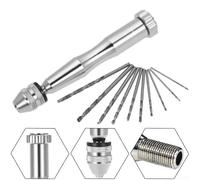 Small Hand Drill Manual Chuck 0 3 3 5mm with 10 Drill Bits Suitable for Drilling Wood, Plastic, Jewelry, Model, and PCB Materials