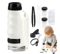 Small Handheld Microscope for Children, Handheld Microscope for Children, Observation Toy with Small Microscope with 250X Magnification, with Scientific Toys with LED Light for Via